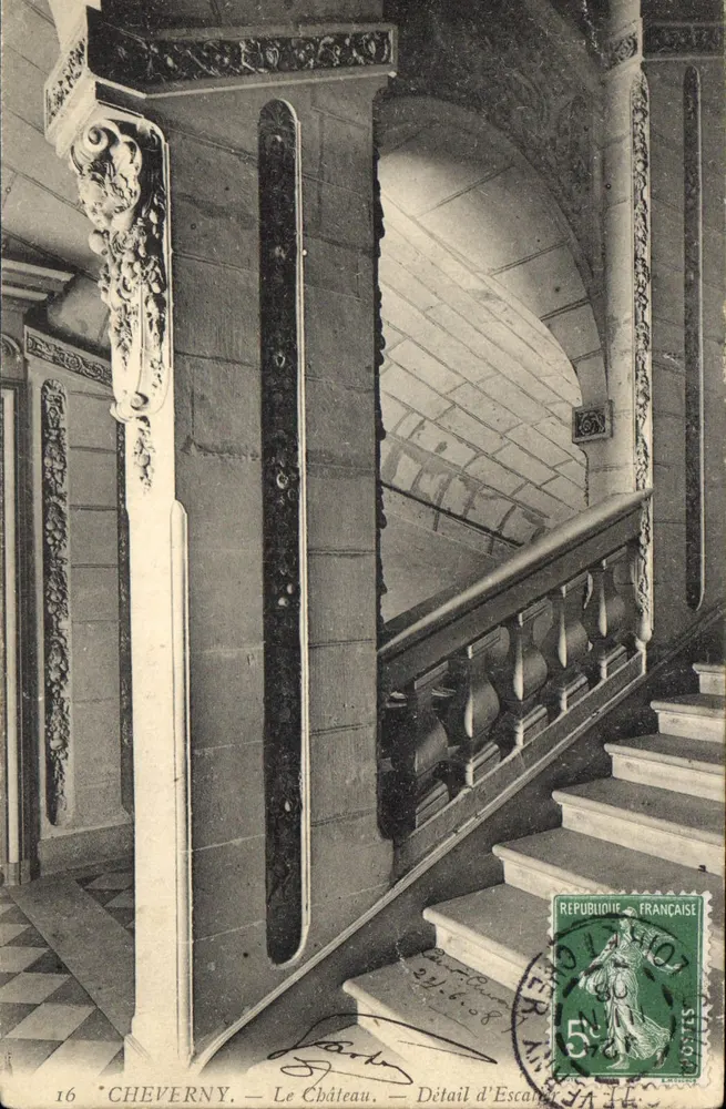 Cheverny — Das Schloss — Detail der Treppe - Vorderseite
