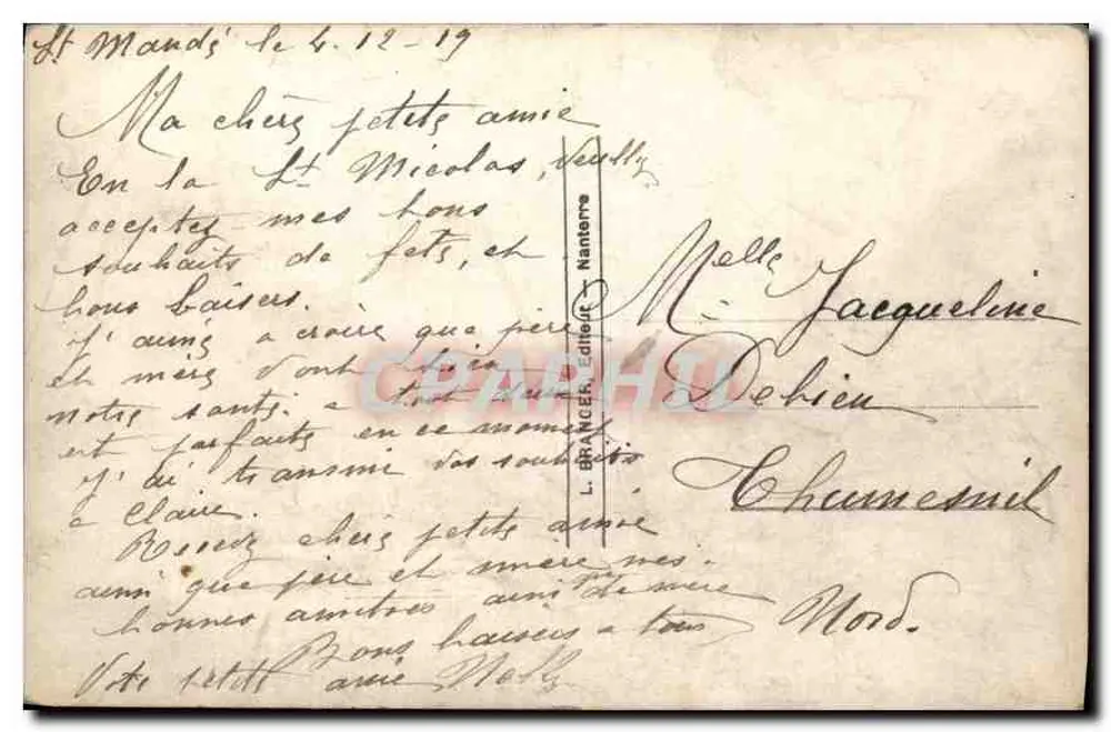 Menina com vestido rosa diante de uma bandeira italiana — Granger, Nantes, n° 4373 - Verso
