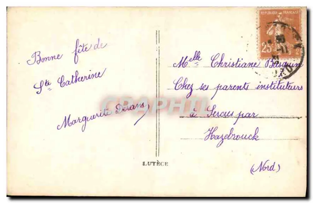 Mulher no jardim — cartão postal de coleção — Lutèce, n°2586 - Verso