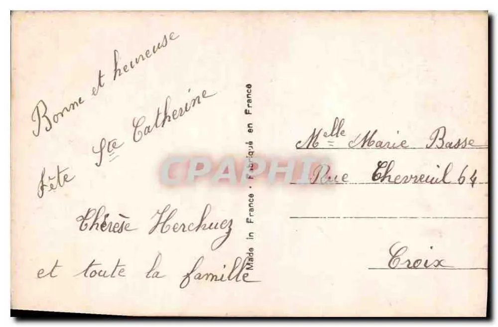 Mulher elegante — retrato — Vive La Catherine, n° 6122 - Verso
