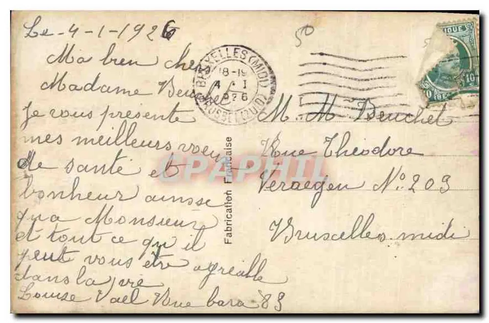 Junge Frau in Pelzmantel — Frohe Neujahr 6 — Bleuel, Paris, n°374 - Rückseite