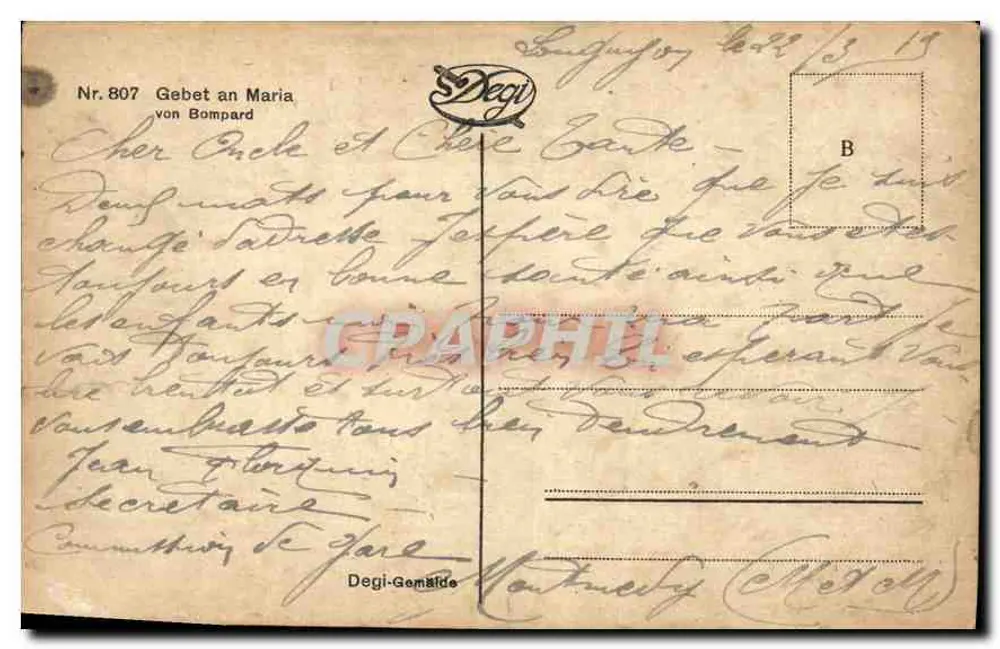 Oração a Maria — von Bompard — Degi-Gemälde Nr. 807 - Verso