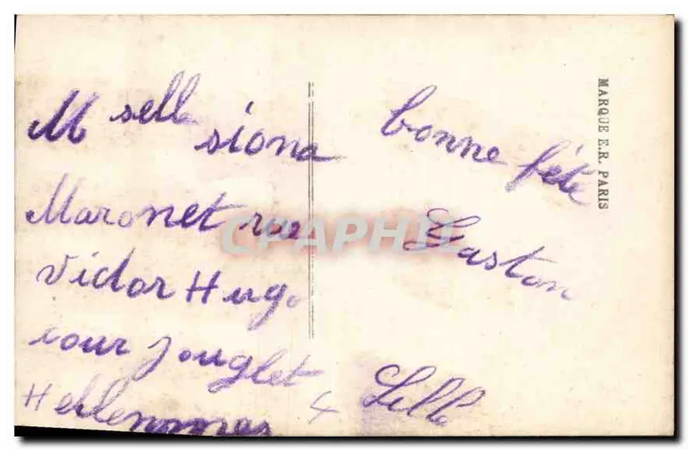 कोट के साथ आदमी — फूल लिए हुए — प्रकाशक मार्क ई. पेरिस, संख्या 3017 - पीछे