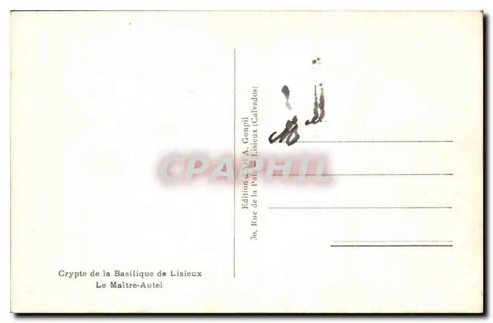 Cripta da Basílica de Lisieux — O Mestre-Altar — Edições A. Goupil, Lisieux (Calvados) - Verso