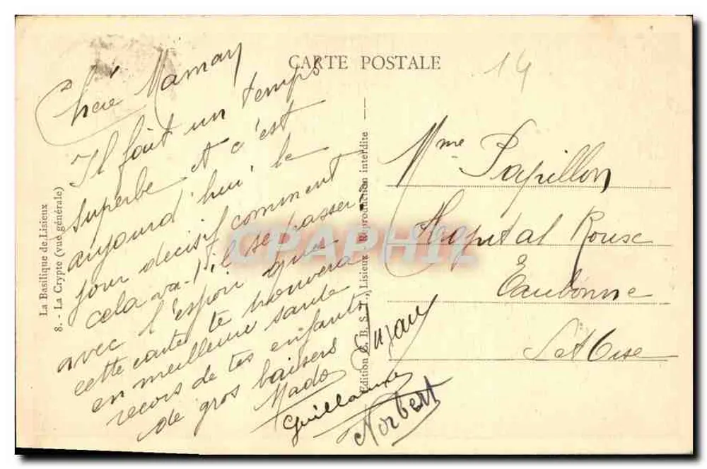 A Basílica de Liseux (visão geral) — Edição G. H. S. T. — n°8 - Verso