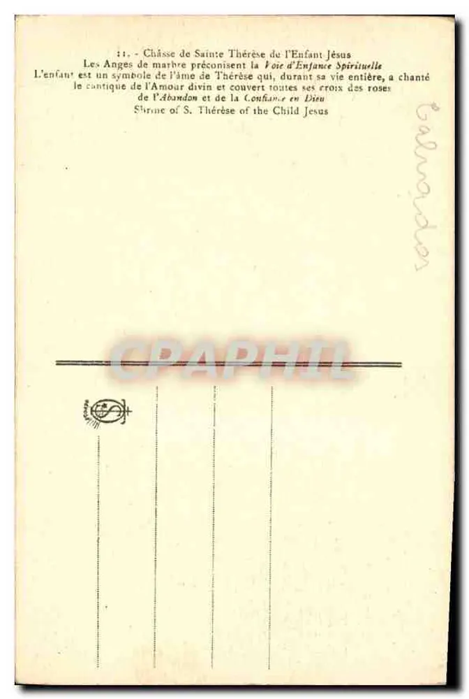 Câmara de Santa Térèsa da Criança Jesus — n°11 - Verso