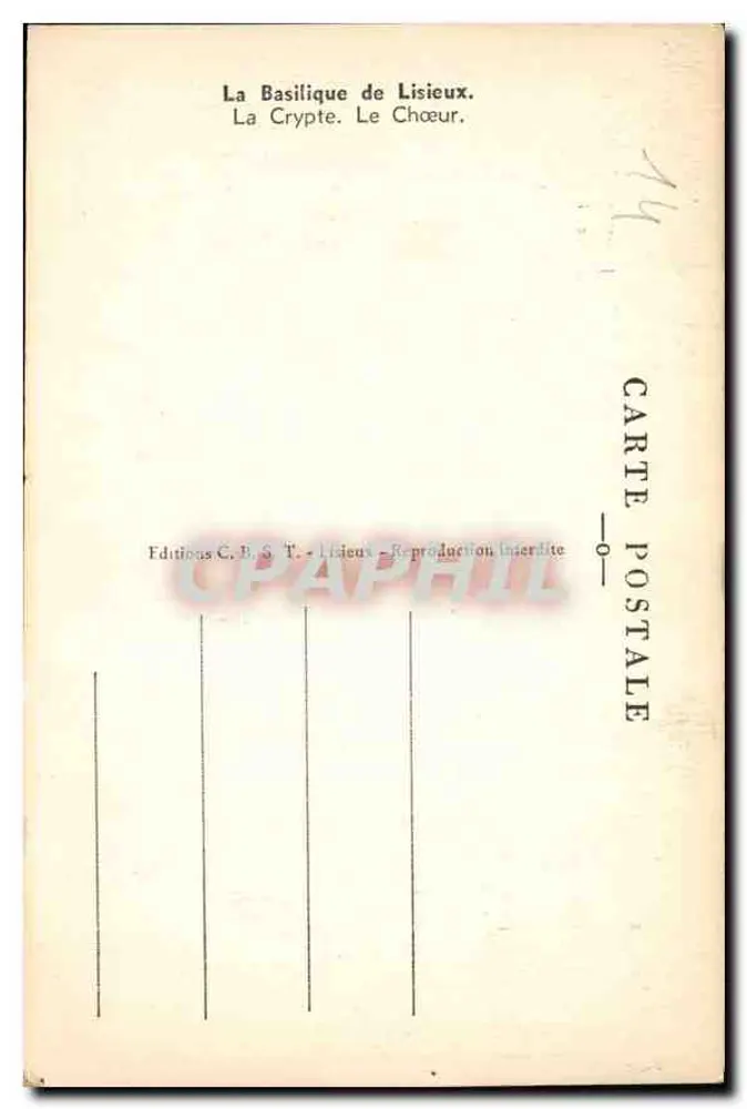 A Basílica de Lisieux — O Coro — Edições C.B.S.T. - Lisieux - Verso