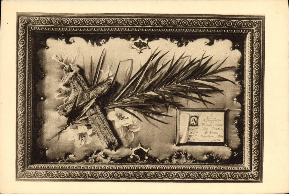 Palm und Kreuz der hl. Thérèse de l'Enfant-Jésus — Fragmente ihres Sarges — anonymer Verleger, Nummer 12 - Vorderseite