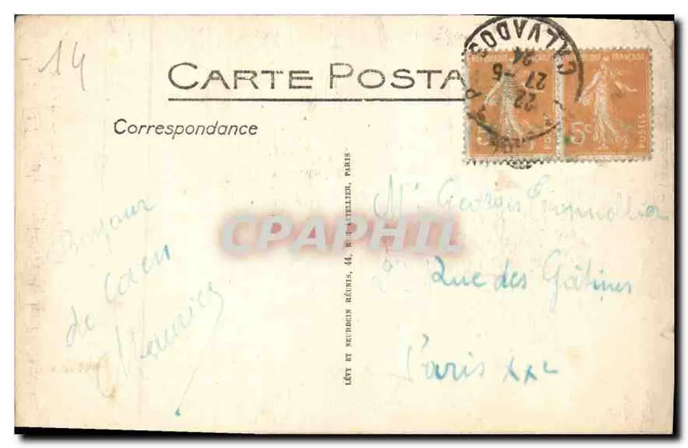 Castelo de Caen — Porta chamada de Secours — Libois, Edit. Caen, n°20 - Verso