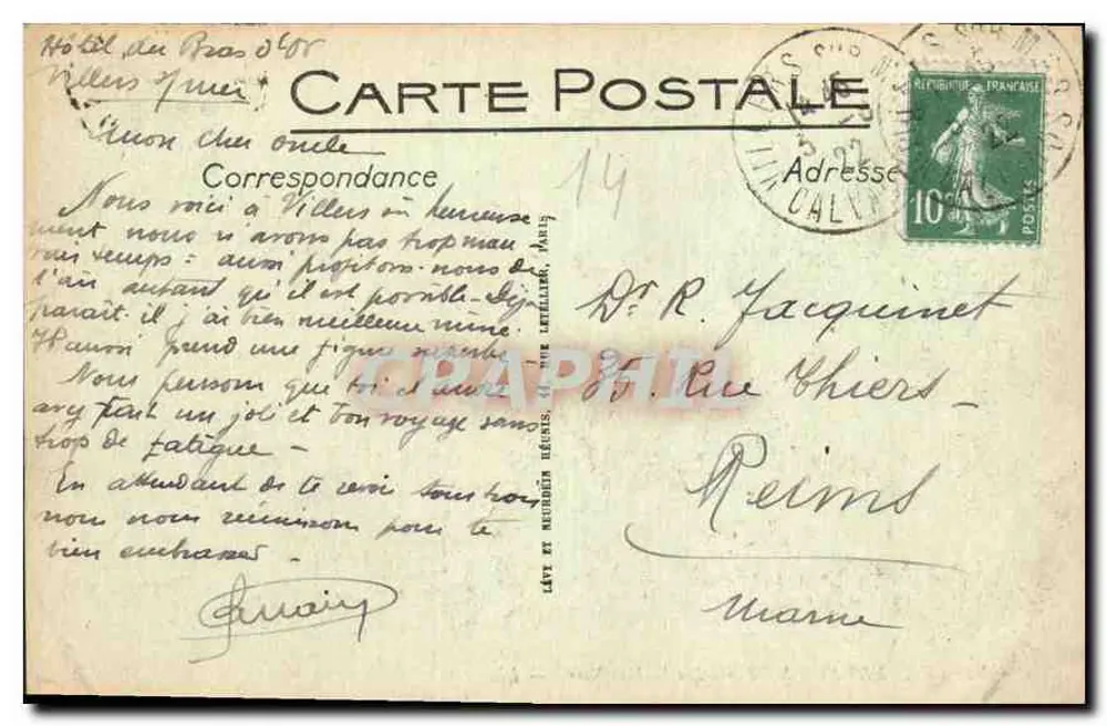 Villers-sur-Mer — Les Rochers Noirs — LL. — N° 82 - Rückseite