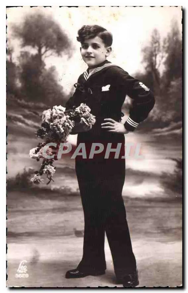 Menino em uniforme naval — com buquê — editor Léo n°5629 - Frente