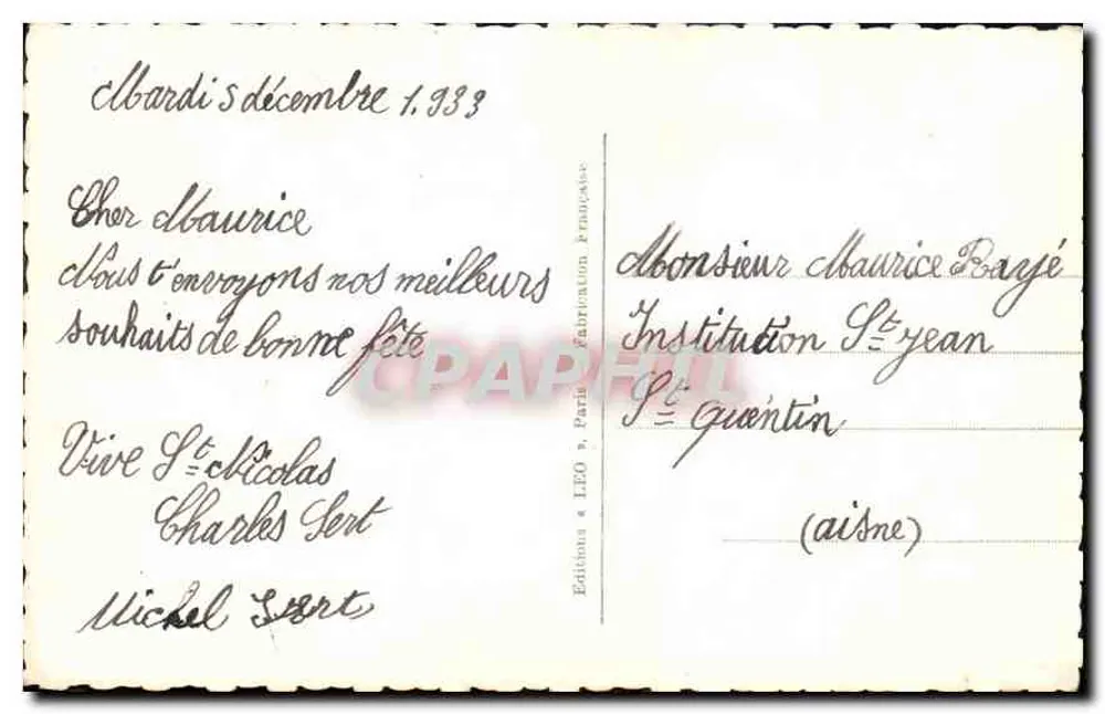 Menino em uniforme naval — com buquê — editor Léo n°5629 - Verso