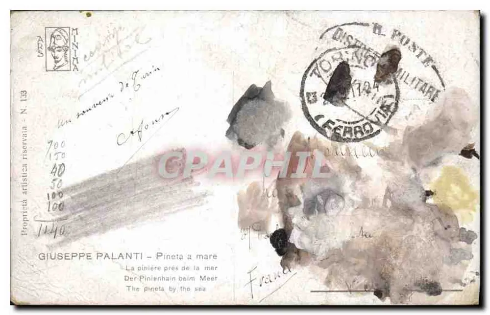 Pijnboompje dicht bij zee — Giuseppe Palanti — N. 133 - Achterkant
