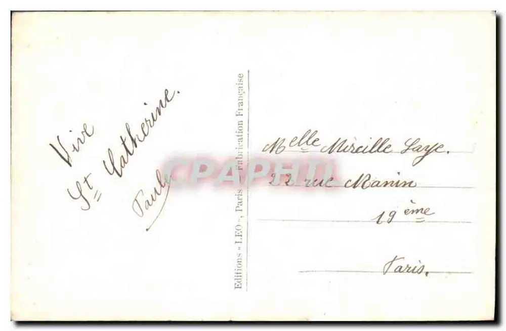 Jovem mulher sorridente — retrato — S.T. CATHÉRINE, Paris, n° 5798 - Verso