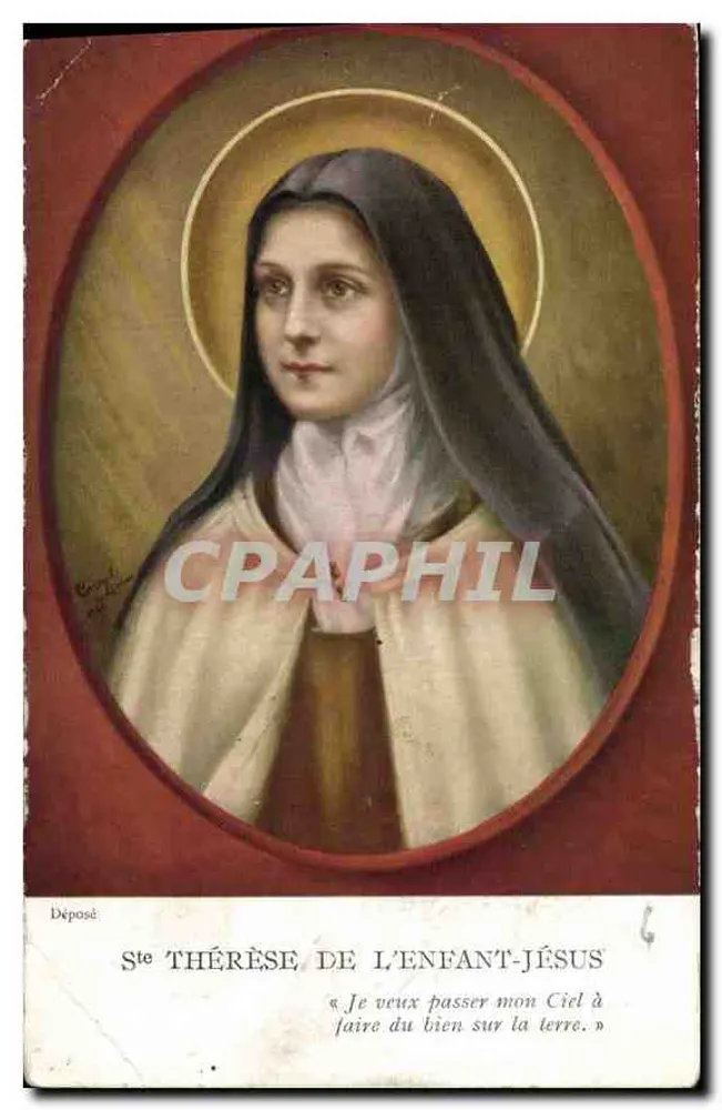 Santa Térèsa da Criança Jesus — retrato com auréola — editor Depositado - Frente