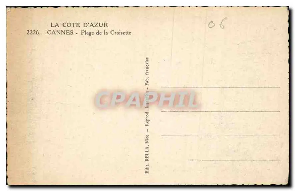 Cannes - Plaża Croisette — Wydawca Rella, Nice - Rewers