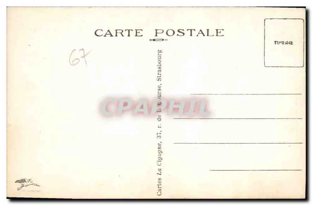 Estrasburgo — Vista panorâmica — Cartas La Cigogne, 37, r. de la Course, Estrasburgo - Verso