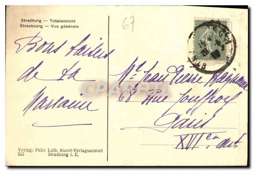 Estrasburgo — Vista geral — Verlag Felix Luib, Kunst-Verlagsanstalt - Verso