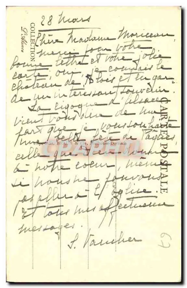 अल्सेस — कौआ के घोंसला — प्रकाशक : A. B. & Cie, Dornach - पीछे