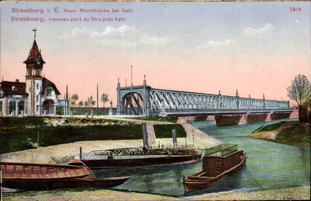 Strasbourg i. E. Neue Rheinbrücke bei Kehl — Pont de Strasbourg, neue Rheinbrücke bei Kehl — Verlag L. Luib, Nr. 2819 - Vorderseite