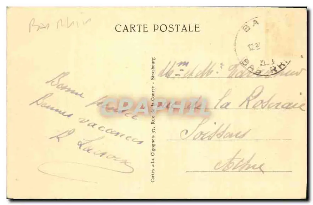 Les Hautes-Chaumes — Lac Blanc und Rocher Hans — Verlag Cartes « La Cigogne » - Rückseite