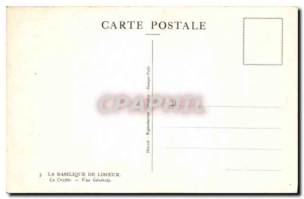 A Basílica de Lisieux — A Cripta — Vista Geral — Depositado - Reprodução Impressa - Dragez-Paris - Verso