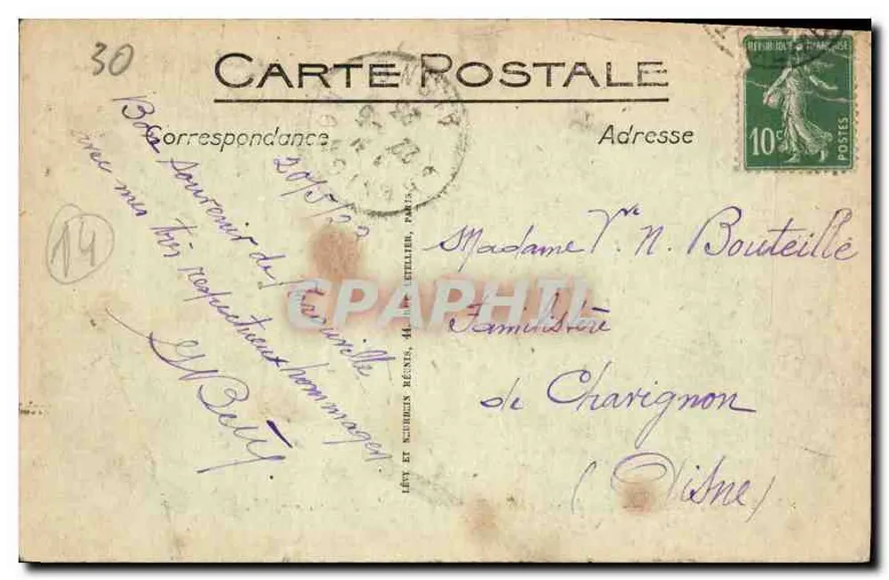 Trouville — A Ponte e a Praia com Maré Baixa — LL. - Verso