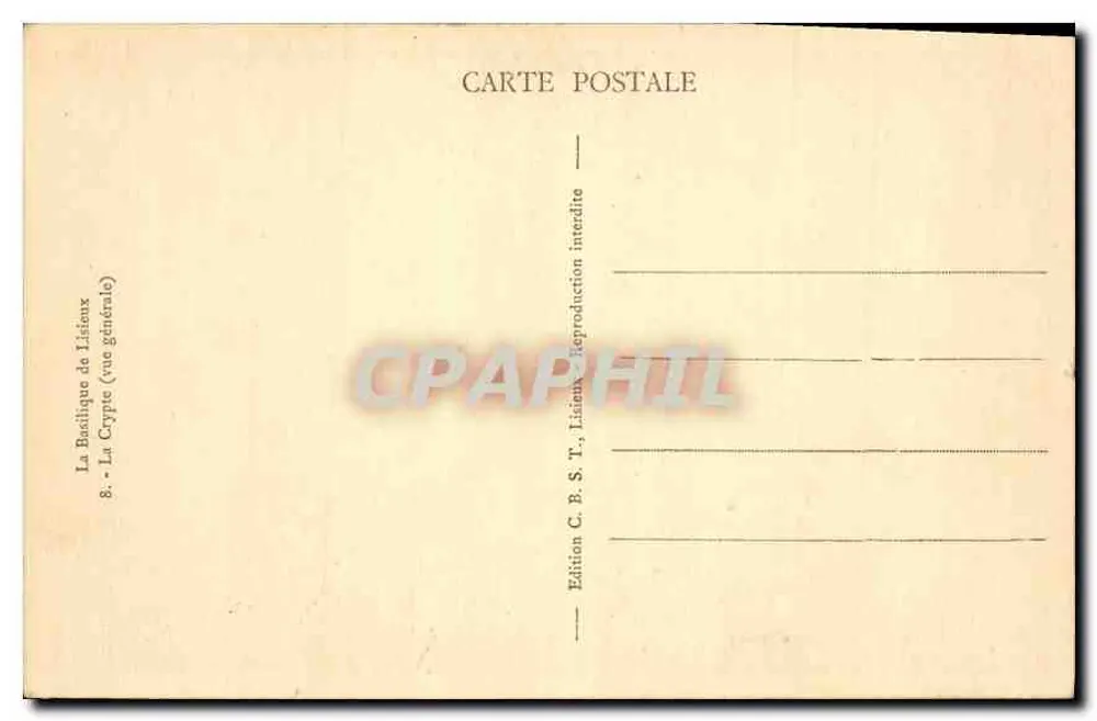 A Basílica de Lisieux — A Cripta (vista geral) — Edição C. B. S. T., Lisieux - Verso