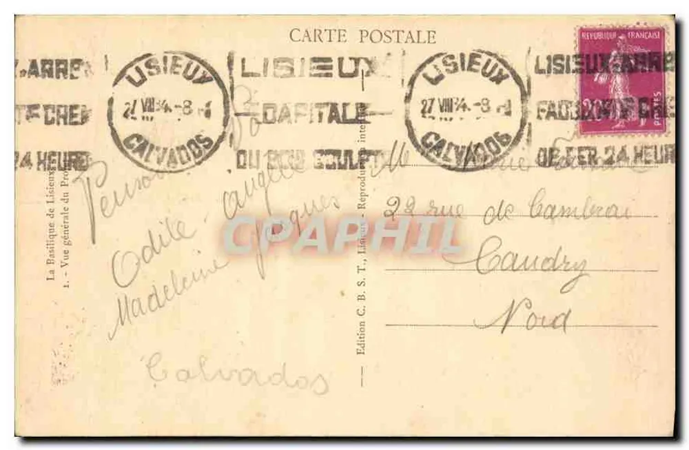 A Basílica de Lisieux — vista geral — Edição C.B.S.T. Lisieux - Verso