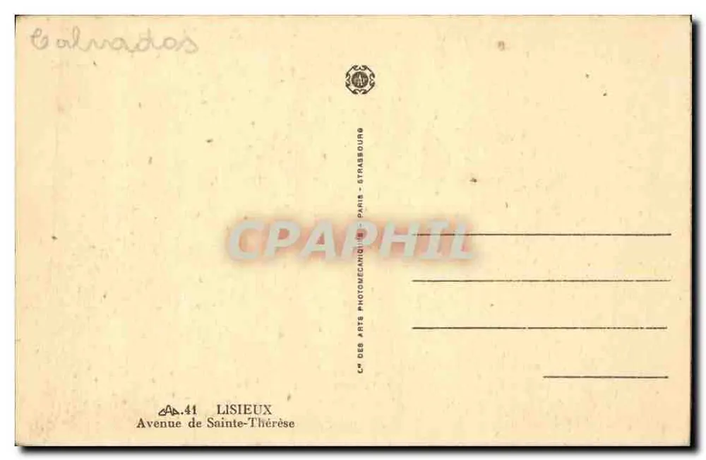 Igreja de Santa Térèsa de Lisieux — vista geral — C.° dos Arts Photomécaniques, Lisieux - Verso