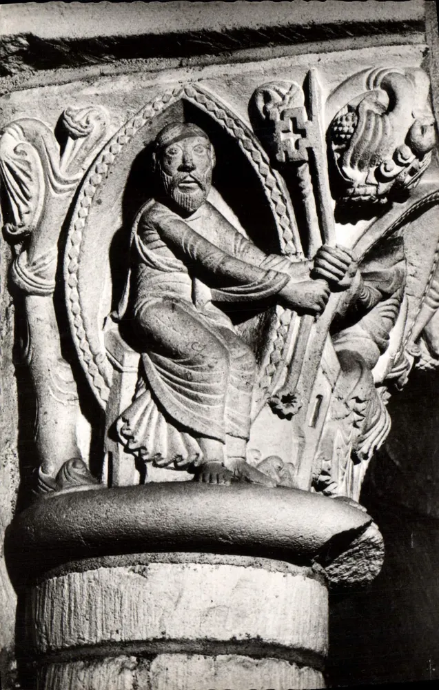 Gargilesse. Igreja do século XII — Capitel dos 24 Velhos da Apocalipse — Tradição das chaves de São Pedro — Ph. GeSELL, 36 - Frente