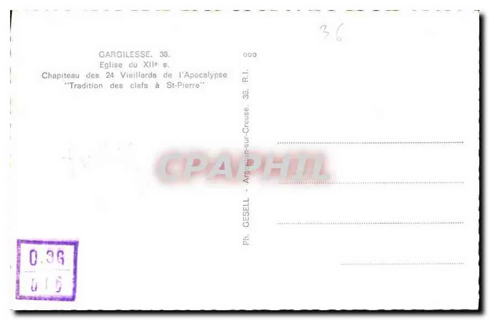 Gargilesse. Igreja do século XII — Capitel dos 24 Velhos da Apocalipse — Tradição das chaves de São Pedro — Ph. GeSELL, 36 - Verso