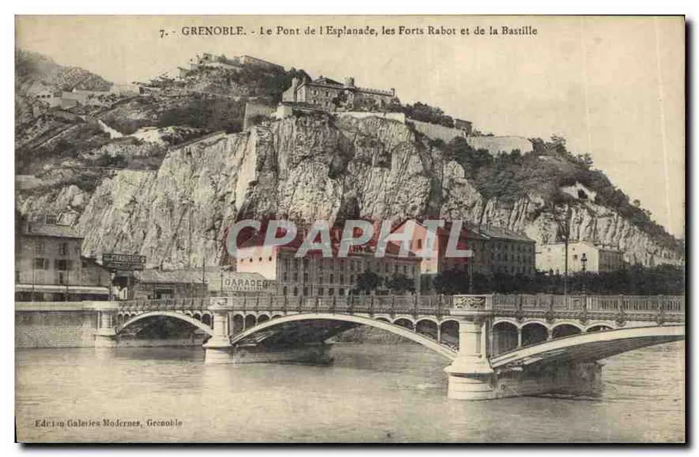 Grenoble - Der Esplanade-Brücke, die Festungen Rabot und Bastille — Edition Galeries Modernes, Grenoble - Vorderseite