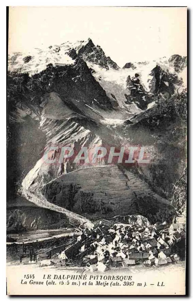 La Grave (Höhe 1555 m.) und die Meije (Höhe 3987 m.) — LL - Vorderseite
