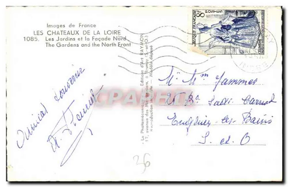 Castelo de Valençay — Jardins e Fachaleta Norte — Edições d'Art Raymon - Verso