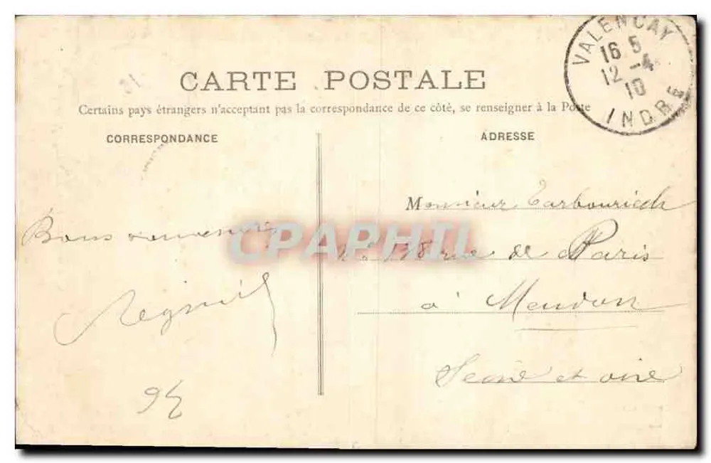 Valençay - El Castillo - El Donjon y el Puente — editor anónimo, n° de serie 513 - Reverso