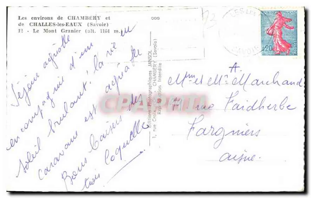 Mont Granier — Die Umgebung von Chambéry und Challes-les-Eaux (Savoie) — Jansol, n°12 - Rückseite