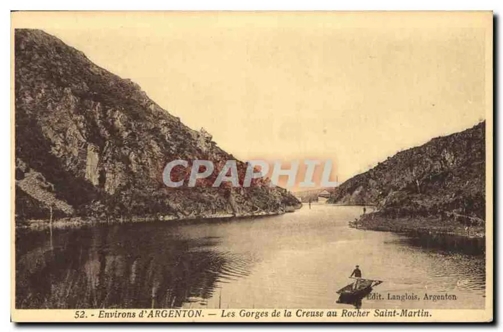 Die Schluchten der Creuse am Rocher Saint-Martin — Umgebung von ARGENTON — Edit. Langlois, Argenton - Vorderseite