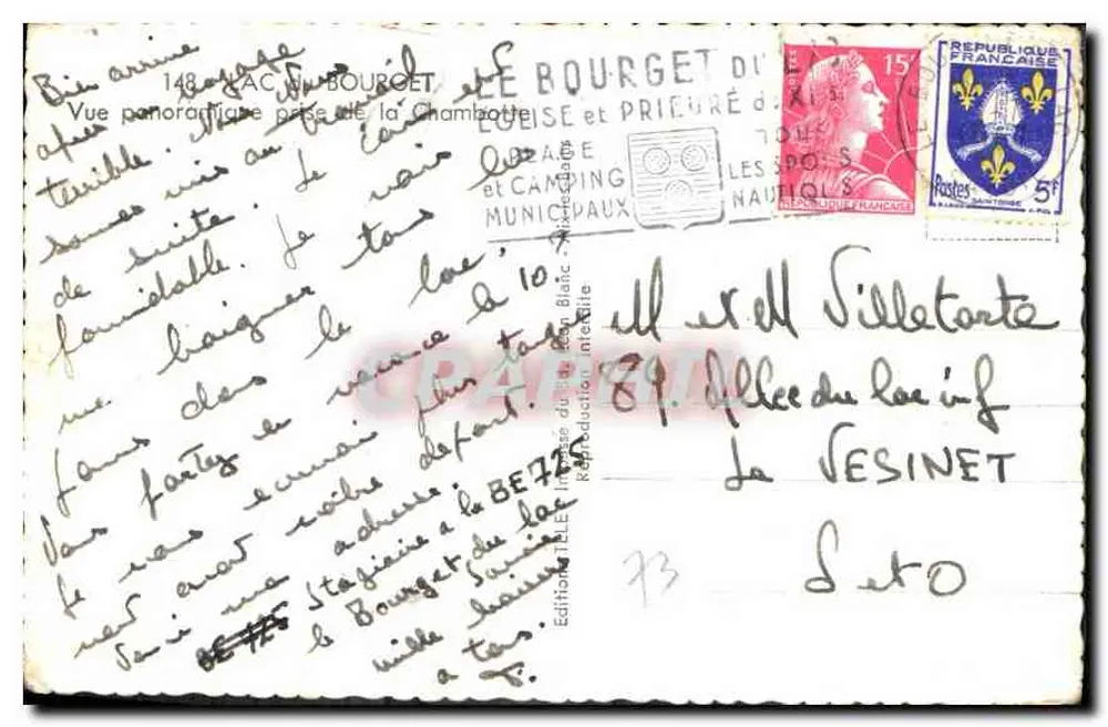 Panoramablick von Chambotte — Le Bourget d'Éole und kommunale Campingplätze — Edition Jélé - Rückseite