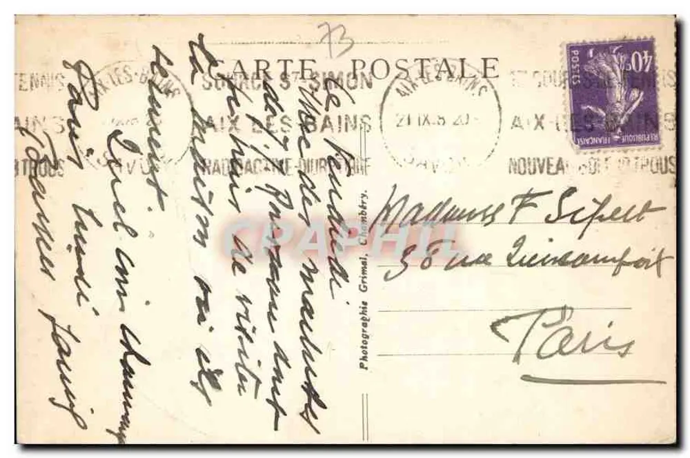 Madame de Warens — Touristische Savoie — Nr. 1072 - Rückseite