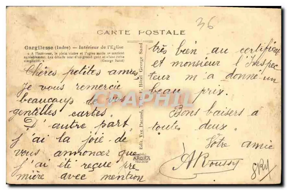 Gargilesse (Indre) — Interior da igreja — Editor Yve Pacaud, Trilou - Verso