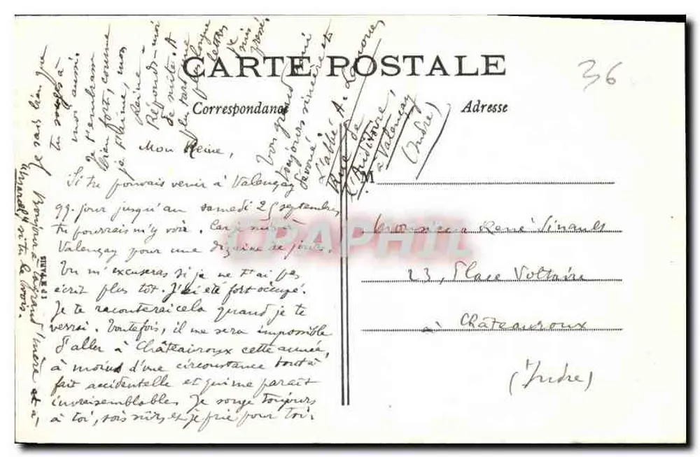 Valençay (Indre) — O Castelo, visto das Dúvidas — Edit. Audejean-Buquet, Valençay - Verso