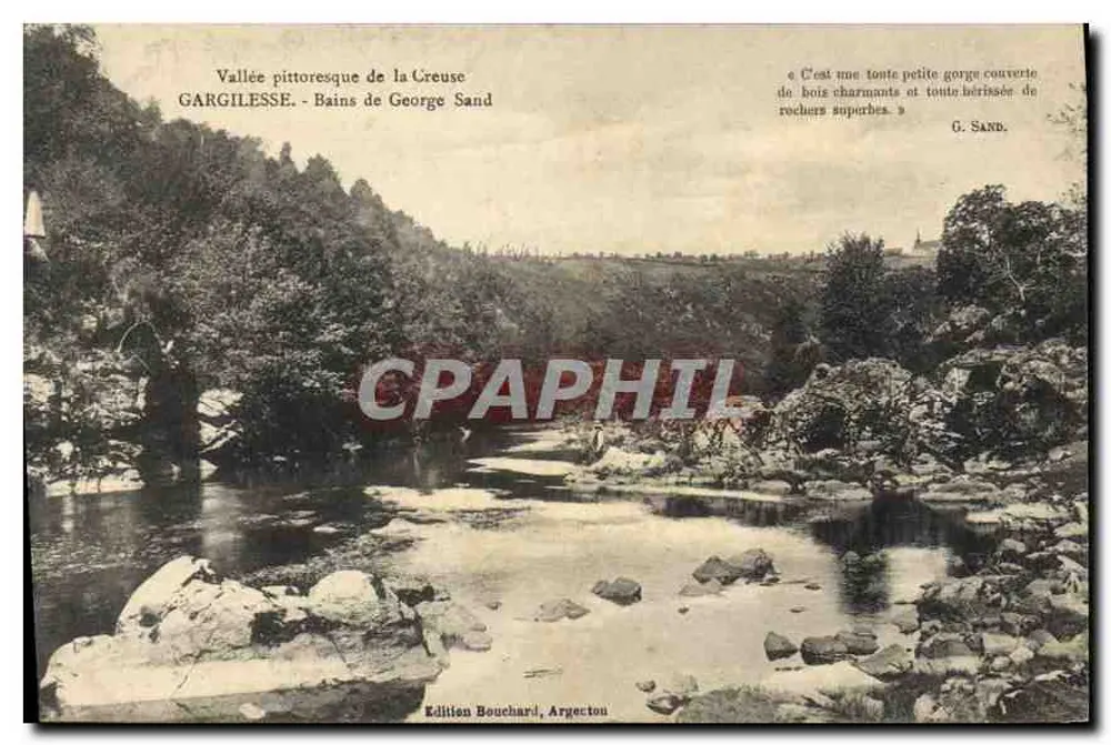 Vale pittoresca da Creuse — Gargilesse - Banhos de George Sand — Edição Bouchard, Argec tout - Frente