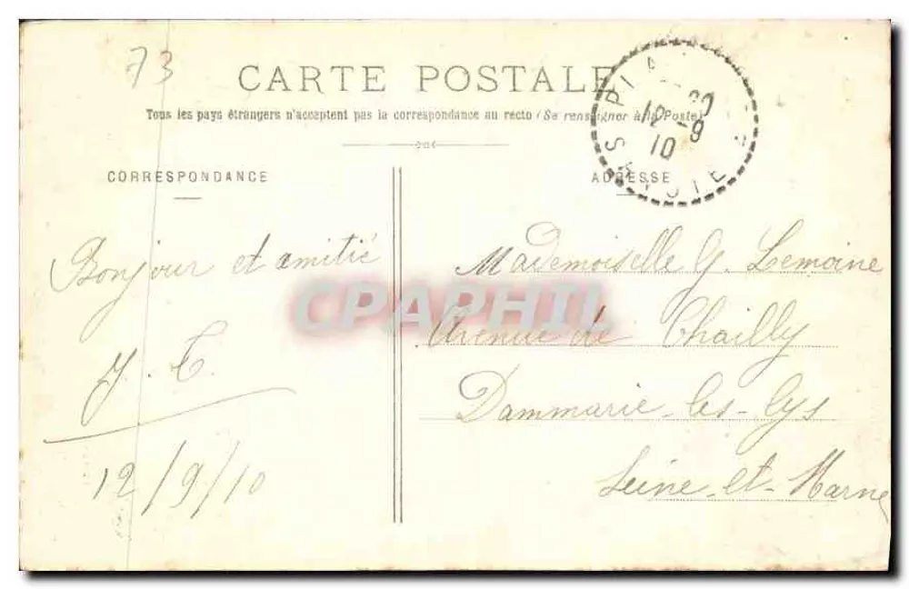 O Mont Viso (3.843m), visto do Sauteron — cartão postal n°1257 — editor não identificado - Verso