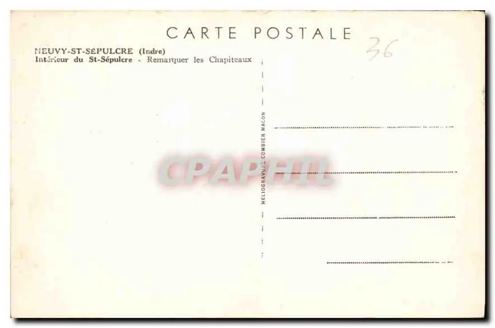 Innenraum des St-Sépulcre — Neuvy-St-Sépulcre (Indre) — Héliogravure Combier Macon - Rückseite