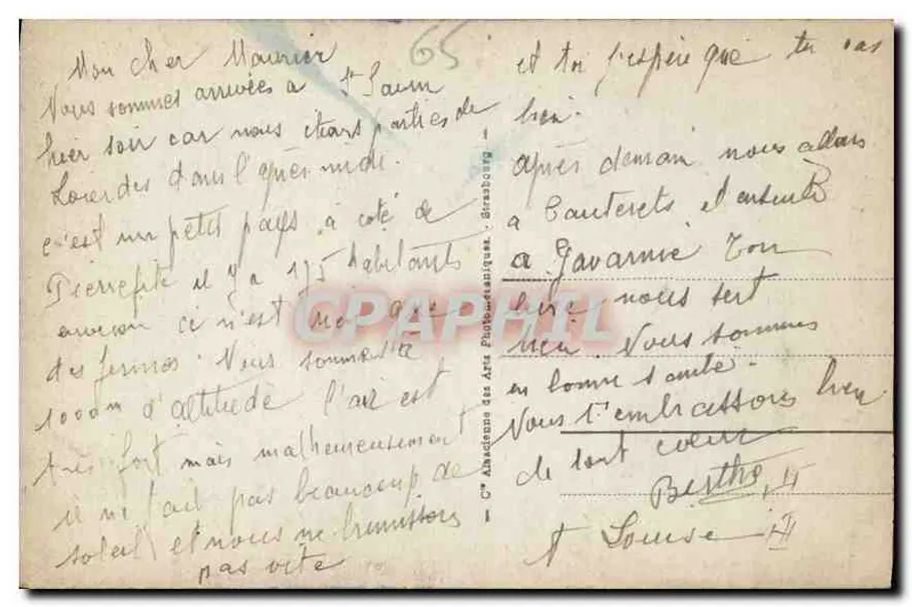 Rodovia de Pierrefitte a Cauterets - O Limacon — Bilhete postal antigo n°5, editor A. P. A. (A. P. A. Paris) - Verso