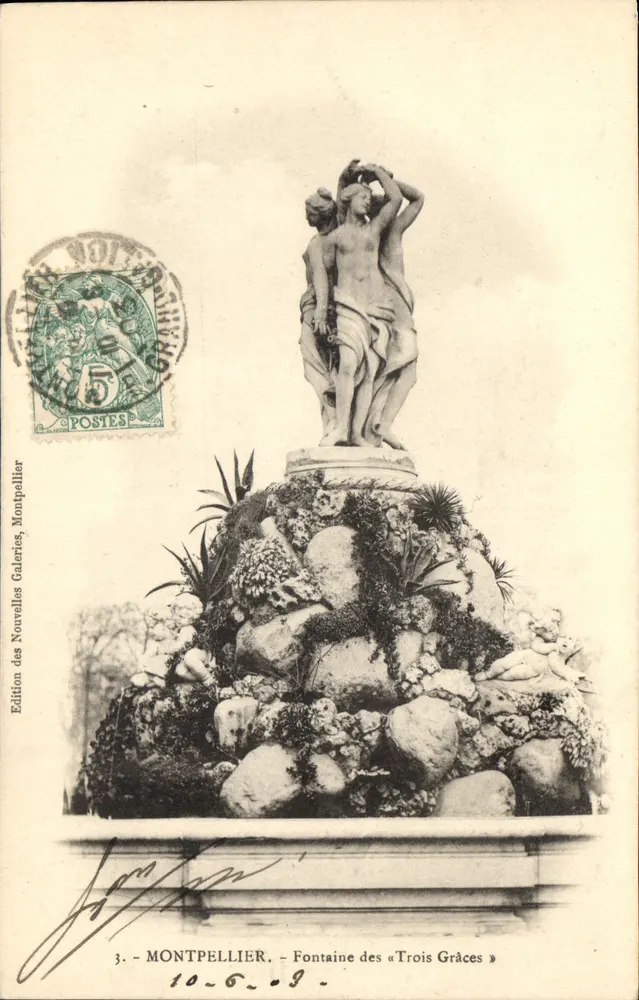 Montpellier - Fonte das Três Graças — Edição das Novas Galerias, Montpellier - Frente