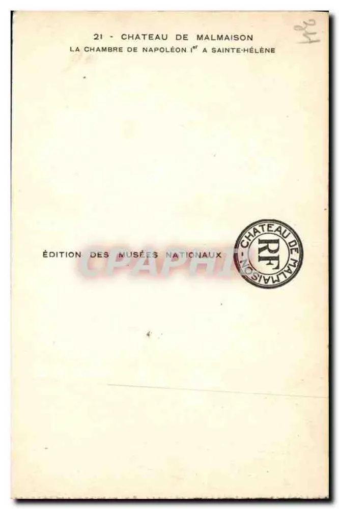 Schloss Malmaison — Zimmer Napoleons I. auf Saint Helena — Edition des Musées Nationaux - Rückseite