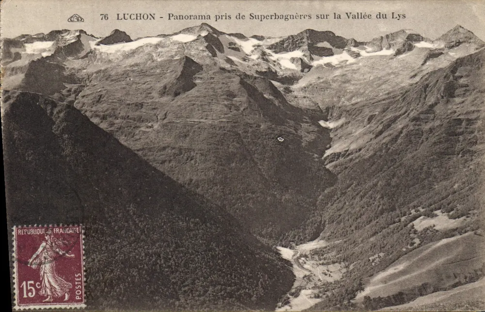 Luchon - Panorama vom Superbagnères über das Tal des Lys — Antike Ansichtskarte Nr. 76, Verlag Antike Ansichtskarte - Vorderseite