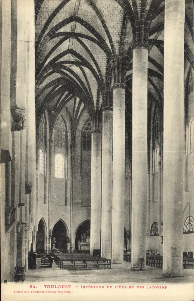 Toulouse - Innenansicht der Kirche der Jakobiner — Phototypie Labouche Frères, Toulouse, n°64 - Vorderseite